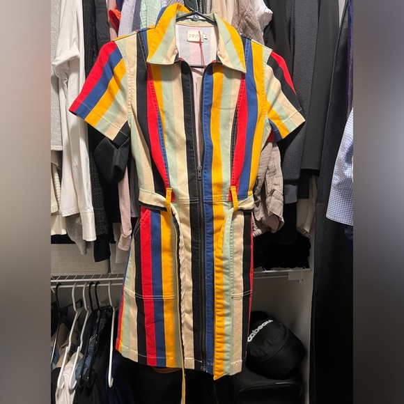 Alice + Olivia Stripped Denim Dress - Picture 2 of 7